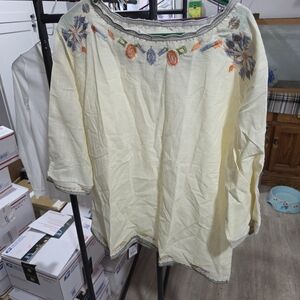 Embroidered Cream Women's Top
